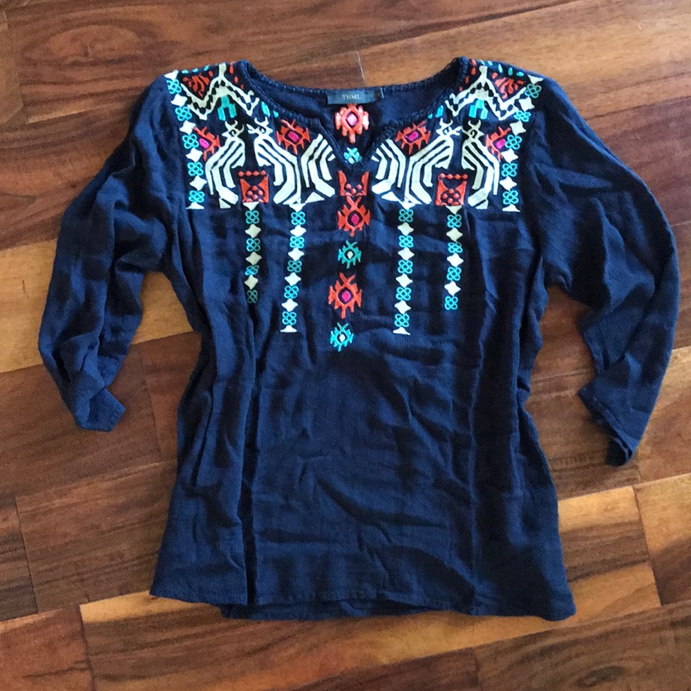 THML Embroidered 3/4 Sleeve Top